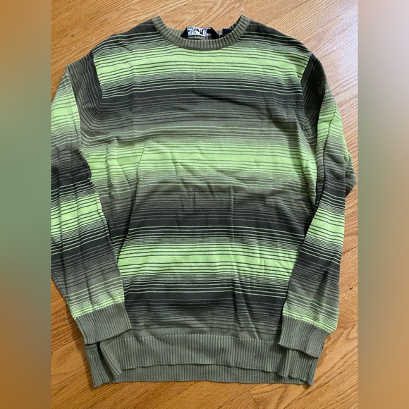Quiksilver Striped Olive and Lime Crewneck Sweater - Picture 1 of 3